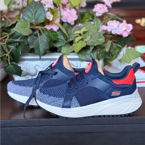 Skechers Navy and Red Lace-Up Comfort Sneakers